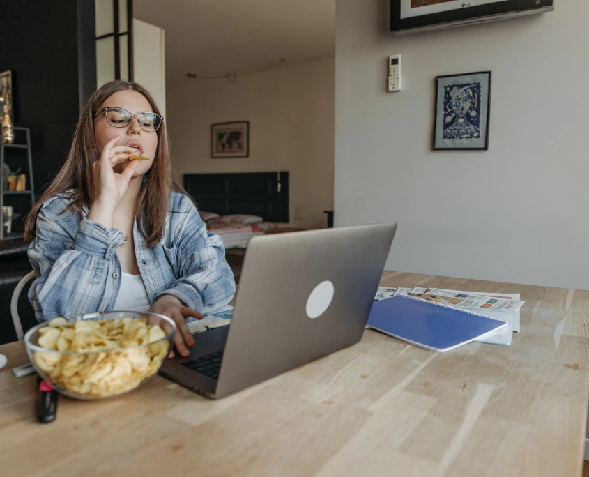 Woman enjoying a vegan meal